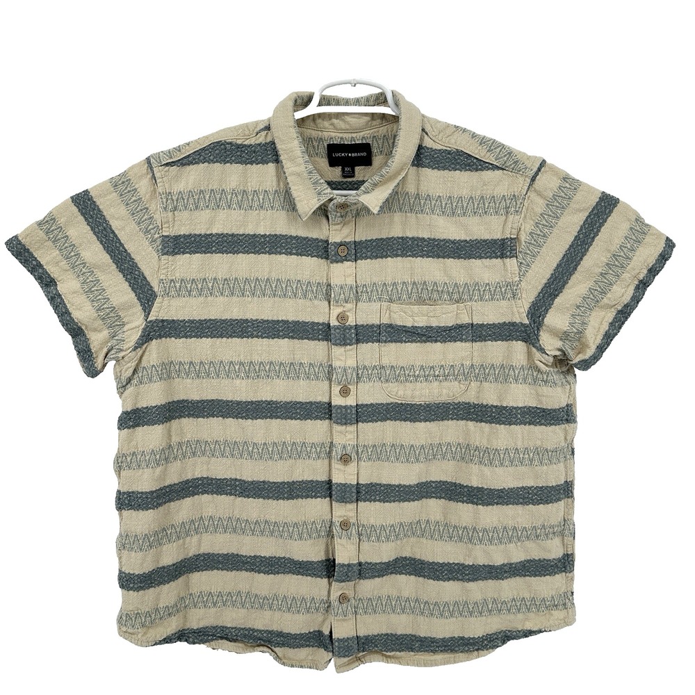 Lucky Brand San Gabriel Dobby Stripe Short Sleeve Button-Up Shirt Size 2XL